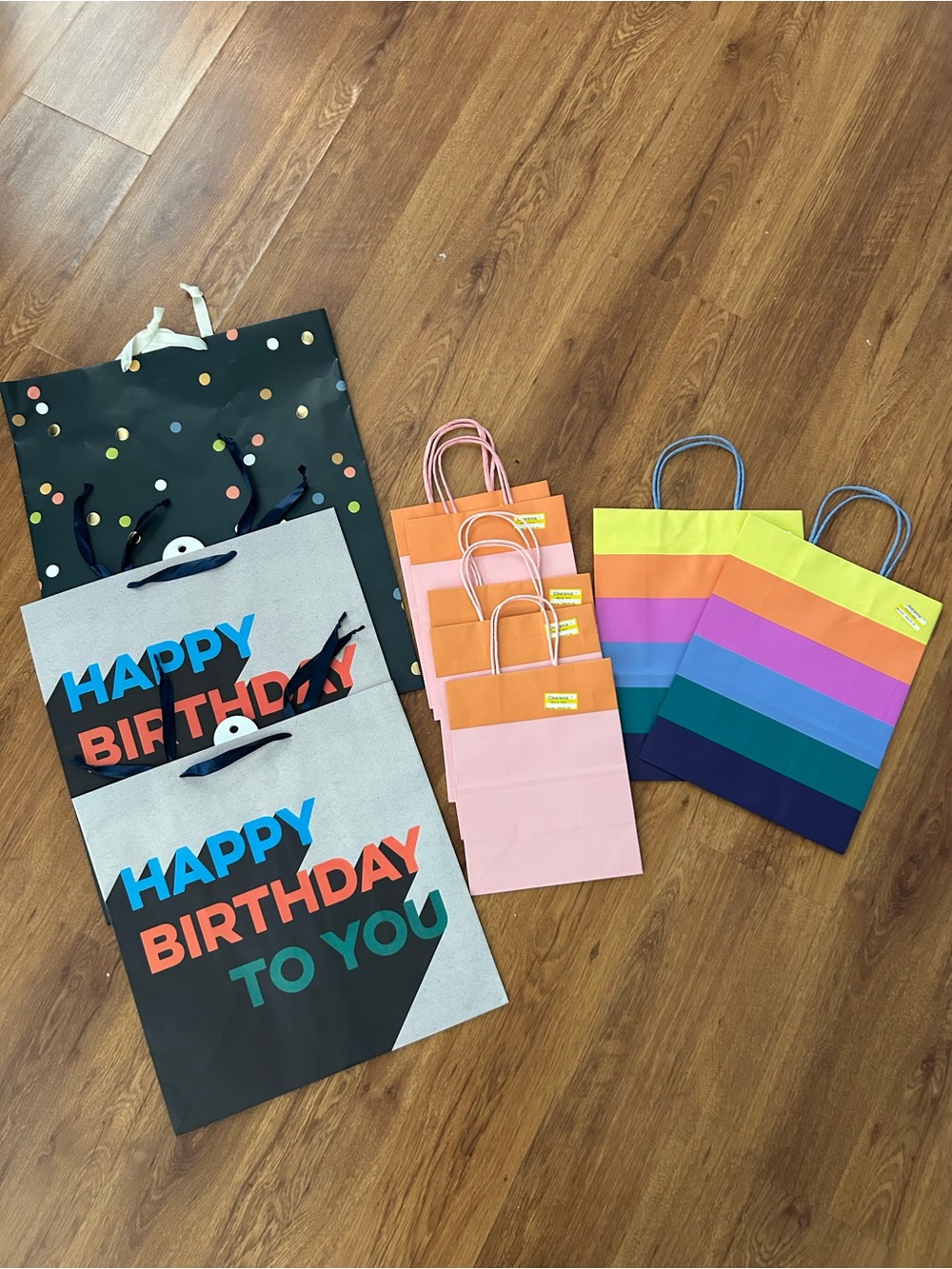 Spritz Multicolor Birthday Gift Bag Trio with Polka Dot & Stripe Designs